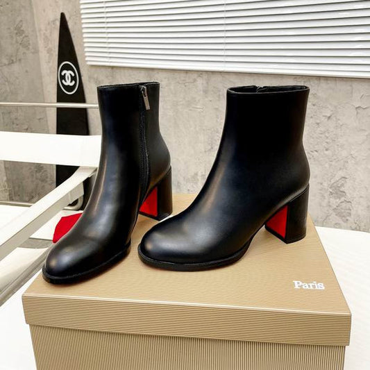 Women’s Red Sole Block Heel Ankle Boots