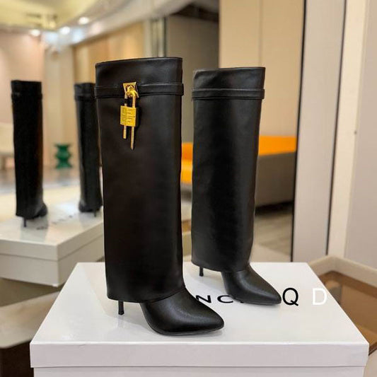 Knee-High Boots Gold Lock