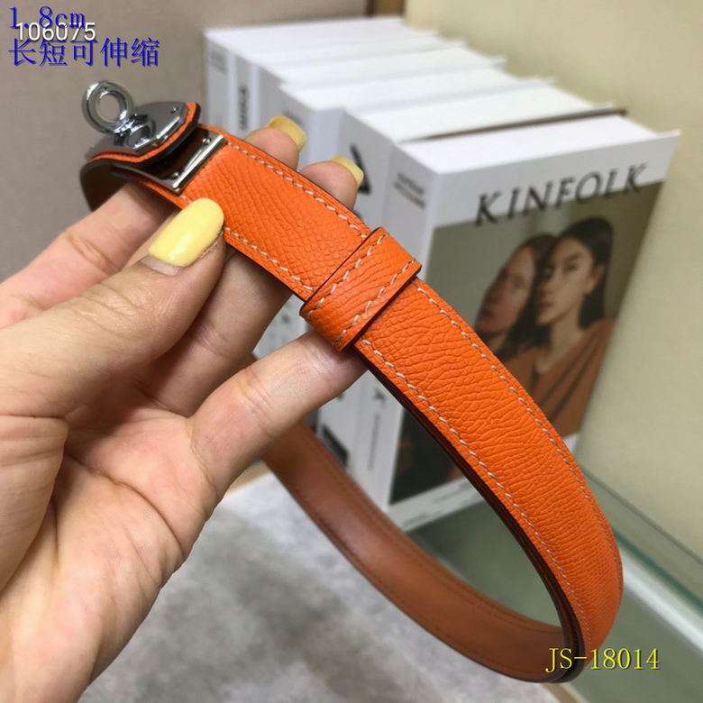 Orange Adjustable Leather Belt 18MM