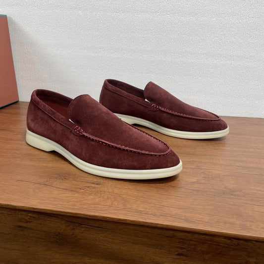Burgundy Suede Slip-On Loafers