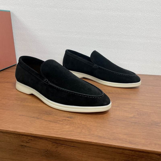 Black Suede Slip-On Loafers