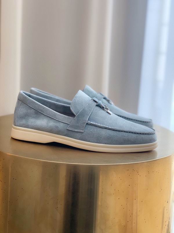 Light Blue Suede Penny Loafers